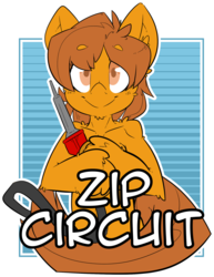 Size: 1280x1655 | Tagged: safe, artist:bbsartboutique, oc, oc only, oc:zip circuit, pony, badge, con badge, looking at you, simple background, smiling, soldering iron, solo, transparent background