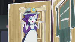 Size: 1280x720 | Tagged: safe, screencap, rarity, equestria girls, g4, my little pony equestria girls: better together, opening night, clothes, costume, female, marshmelodrama, rarity being rarity, selfie soot, solo