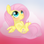 Size: 1000x1000 | Tagged: safe, artist:super4geek, fluttershy, pegasus, pony, g4, blushing, chibi, cute, female, gradient background, mare, shyabetes, signature, solo