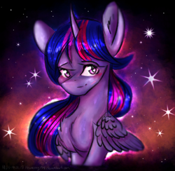 Size: 3524x3445 | Tagged: safe, artist:harmony134, twilight sparkle, alicorn, pony, g4, blushing, female, high res, looking at you, mare, smiling, solo, twilight sparkle (alicorn)