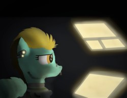 Size: 2188x1688 | Tagged: safe, artist:infinita est lux solis, lightning dust, pony, g4, computer, science fiction, solo