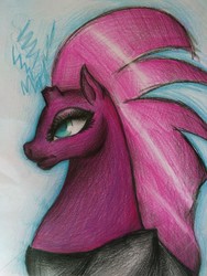Size: 3120x4160 | Tagged: safe, artist:stormystica, tempest shadow, pony, g4, armor, broken horn, female, horn, mare, solo, traditional art