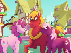 Size: 900x675 | Tagged: safe, artist:avatar1778, big macintosh, cheerilee, sugar belle, g4, angry, female, male, ship:cheerimac, ship:sugarmac, shipping, shipping denied, straight, this will end in death, this will not end well, uh oh