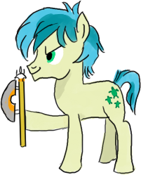 Size: 201x249 | Tagged: safe, artist:horsesplease, sandbar, pony, g4, axe, hoof hold, male, paint tool sai, solo, stallion, weapon