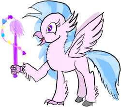 Size: 360x318 | Tagged: safe, artist:horsesplease, silverstream, classical hippogriff, hippogriff, g4, coral, excited, female, flail, paint tool sai, shell, solo, weapon