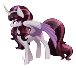 Size: 1189x1069 | Tagged: safe, artist:sugaryicecreammlp, oc, oc only, oc:poison apple, alicorn, pony, concave belly, female, mare, simple background, solo, transparent background