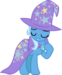 Size: 1675x2034 | Tagged: safe, artist:davidsfire, trixie, pony, g4, cape, clothes, confident, eyes closed, female, hat, simple background, solo, transparent background, trixie's cape, trixie's hat, vector