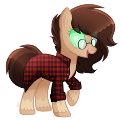 Size: 2424x2388 | Tagged: safe, artist:sugaryicecreammlp, oc, oc only, oc:space cookie, changepony, pony, clothes, female, glasses, high res, mare, shirt, simple background, solo, transparent background, unmoving plaid