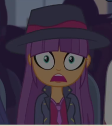 Size: 382x432 | Tagged: safe, screencap, ginger owlseye, equestria girls, g4, my little pony equestria girls: better together, opening night, cropped, cute, fedora, hat