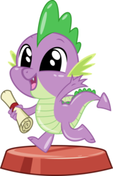 Size: 2069x3227 | Tagged: safe, artist:phucknuckl, budge studios, spike, dragon, g4, my little pony pocket ponies, baby, baby dragon, cute, daaaaaaaaaaaw, figurine, high res, holding, male, running, scroll, simple background, smiling, solo, spikabetes, transparent background, winged spike, wings