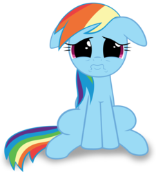 Size: 1250x1383 | Tagged: safe, artist:spellboundcanvas, rainbow dash, pony, g4, cute, dashabetes, female, floppy ears, hnnng, puppy dog eyes, sad, simple background, solo, transparent background, weapons-grade cute