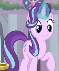 Size: 720x856 | Tagged: safe, screencap, starlight glimmer, pony, unicorn, a matter of principals, g4, cropped, cute, cutie mark, female, glimmerbetes, glowing horn, horn, mare, raised hoof, smiling, solo