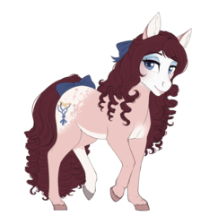 Size: 2341x2408 | Tagged: safe, artist:askbubblelee, oc, oc only, oc:marionette, earth pony, pony, bow, eyeshadow, female, hair bow, high res, lipstick, makeup, mare, simple background, smiling, solo, transparent background