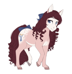 Size: 2341x2408 | Tagged: safe, artist:askbubblelee, oc, oc only, oc:marionette, earth pony, pony, bow, eye scar, female, hair bow, high res, mare, scar, simple background, smiling, solo, transparent background