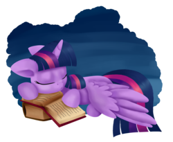 Size: 5500x4500 | Tagged: safe, artist:lavenderheartsmlp, twilight sparkle, alicorn, pony, g4, absurd resolution, book, female, mare, simple background, sleeping, solo, that pony sure does love books, transparent background, twilight sparkle (alicorn)