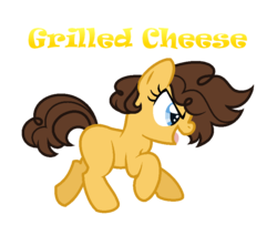 Size: 838x682 | Tagged: safe, artist:hazardous-andy, oc, oc only, oc:grilled cheese, earth pony, pony, base used, blank flank, female, filly, offspring, parent:cheese sandwich, parent:pinkie pie, parents:cheesepie, running, simple background, solo, transparent background