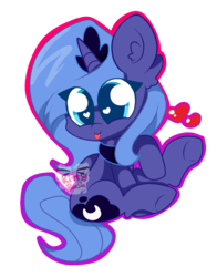 Size: 3024x3864 | Tagged: safe, artist:kittyrosie, princess luna, alicorn, pony, g4, crown, cute, female, heart, heart eyes, high res, jewelry, lunabetes, mare, regalia, simple background, solo, transparent background, wingding eyes