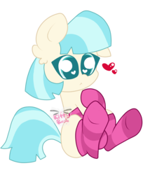 Size: 2976x3472 | Tagged: safe, artist:kittyrosie, coco pommel, earth pony, pony, g4, clothes, cocobetes, cute, female, heart eyes, high res, mare, simple background, socks, solo, striped socks, transparent background, wingding eyes