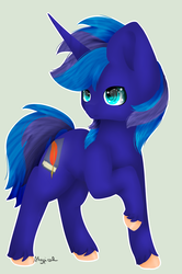 Size: 1615x2435 | Tagged: safe, artist:ether-akari, oc, oc only, oc:midnight, pony, unicorn, male, request, solo