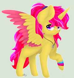 Size: 2169x2283 | Tagged: safe, artist:ether-akari, oc, oc only, alicorn, pony, alicorn oc, art trade, colorful, female, high res, solo