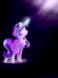 Size: 3355x4502 | Tagged: safe, artist:ether-akari, starlight glimmer, pony, g4, female, floppy ears, looking up, magic, magic aura, solo