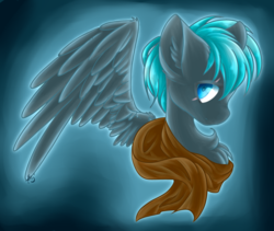 Size: 3687x3109 | Tagged: safe, artist:ether-akari, oc, oc only, oc:alternate, pegasus, pony, bust, clothes, eye scar, high res, male, raffle prize, scar, scarf, solo