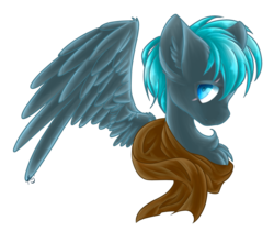 Size: 3687x3109 | Tagged: safe, alternate version, artist:ether-akari, oc, oc only, oc:alternate, pegasus, pony, bust, clothes, high res, male, scar, scarf, simple background, solo, transparent background