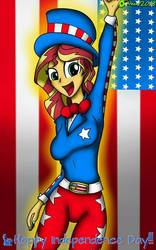 Size: 600x960 | Tagged: safe, artist:9987neondraws, sunset shimmer, equestria girls, g4, 4th of july, american independence day, clothes, female, flag, hat, holiday, solo, top hat, united states