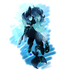Size: 1024x1024 | Tagged: safe, artist:ether-akari, oc, oc only, oc:aquamarine, pony, art trade, bubble, female, simple background, solo, transparent background, underwater