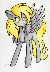 Size: 2460x3486 | Tagged: safe, artist:luxiwind, derpy hooves, pony, g4, female, high res, solo, traditional art