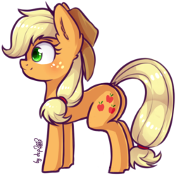 Size: 500x500 | Tagged: safe, artist:dsp2003, part of a set, applejack, earth pony, pony, g4, 8 angles of pony collaboration, blushing, cute, female, hat, mare, simple background, transparent background