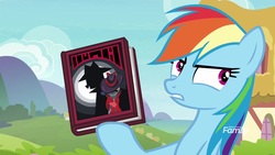 Size: 1920x1080 | Tagged: safe, screencap, rainbow dash, pony, g4, the end in friend, book, female, mare, shadow spade, solo