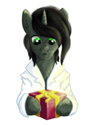 Size: 1536x2048 | Tagged: safe, artist:drops-of-blood, oc, oc only, oc:braunly, pony, unicorn, present, simple background, solo, transparent background