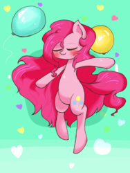 Size: 1200x1600 | Tagged: safe, artist:destroyer_aky, pinkie pie, earth pony, pony, g4, balloon, eyes closed, female, mare, sleeping, solo