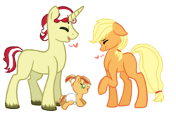 Size: 1150x771 | Tagged: safe, artist:rosienature123, applejack, flim, g4, base used, family, female, male, offspring, parent:applejack, parent:flim, parents:flimjack, ship:flimjack, shipping, simple background, straight, transparent background