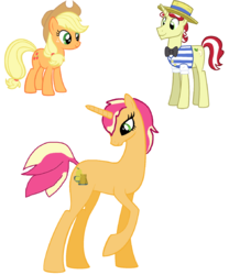 Size: 1450x1743 | Tagged: safe, artist:feuerwelle, applejack, flim, g4, family, female, male, not sunset shimmer, offspring, parent:applejack, parent:flim, parents:flimjack, ship:flimjack, shipping, straight, tall