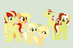 Size: 976x635 | Tagged: safe, artist:xxdipperkittyxx, applejack, flim, g4, family, female, male, offspring, parent:applejack, parent:flim, parents:flimjack, ship:flimjack, shipping, straight