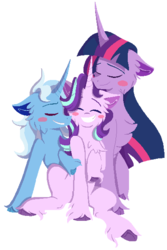 Size: 400x600 | Tagged: safe, artist:lolwise, starlight glimmer, trixie, twilight sparkle, g4, cheek fluff, chest fluff, female, fluffy, lesbian, ship:startrix, ship:twistarlight, ship:twixie, shipping, simple background, transparent background, twixstar
