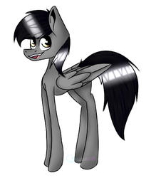 Size: 422x482 | Tagged: safe, artist:chazmazda, oc, oc only, pegasus, pony, commission, concave belly, full body, highlight, shade, shading, simple background, smiling, solo, white background, wings