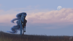 Size: 2205x1240 | Tagged: safe, artist:bluespaceling, princess luna, alicorn, horse, pony, g4, female, hoers, mare, realistic, realistic anatomy, realistic horse legs, solo, trotting