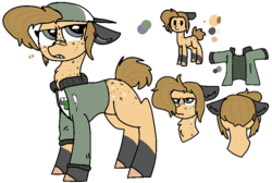 Size: 940x630 | Tagged: safe, artist:nootaz, oc, oc only, unnamed oc, pony, backwards ballcap, baseball cap, bully, cap, hat, reference sheet, simple background, solo, transparent background