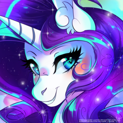 Size: 2449x2449 | Tagged: safe, artist:wilvarin-liadon, rarity, pony, unicorn, g4, bust, ear fluff, female, high res, looking at you, mare, portrait, smiling, solo