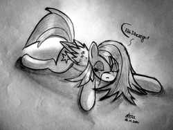 Size: 1500x1125 | Tagged: safe, artist:kruszynka25, oc, oc only, pegasus, pony, blood, crying, polish, sad, sitting, solo, text, traditional art, translated in the description