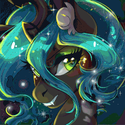 Size: 1000x1000 | Tagged: safe, artist:wilvarin-liadon, queen chrysalis, changeling, changeling queen, g4, animated, beautiful, blinking, female, solo