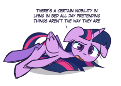 Size: 1280x905 | Tagged: safe, artist:lilboulder, twilight sparkle, alicorn, pony, g4, female, floppy ears, mare, reality sucks, simple background, solo, truth, twilight sparkle (alicorn), white background