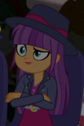 Size: 251x375 | Tagged: safe, screencap, ginger owlseye, equestria girls, g4, my little pony equestria girls: better together, opening night, cropped, cute, fedora, female, hat, owlabetes