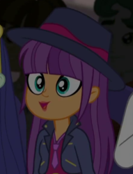 Size: 297x389 | Tagged: safe, screencap, ginger owlseye, equestria girls, g4, my little pony equestria girls: better together, opening night, cropped, cute, fedora, female, hat, owlabetes