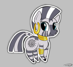 Size: 2139x1977 | Tagged: safe, artist:taurson, zecora, pony, zebra, g4, chibi, female, looking at you, simple background, smiling, solo, white outline