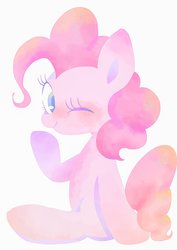 Size: 1447x2039 | Tagged: safe, artist:1drfl_world_end, pinkie pie, earth pony, pony, g4, female, mare, one eye closed, simple background, solo, white background, wink