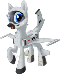 Size: 2258x2782 | Tagged: safe, artist:nekokevin, oc, oc only, original species, plane pony, pony, f-5 tiger ii, female, high res, mare, plane, simple background, smiling, solo, transparent background, watermark